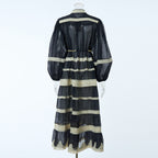 Autumn Long-Sleeve Lace Patchwork Striped Dress