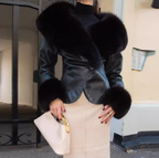 Women's Big Fur Collar Waist Controlled Top