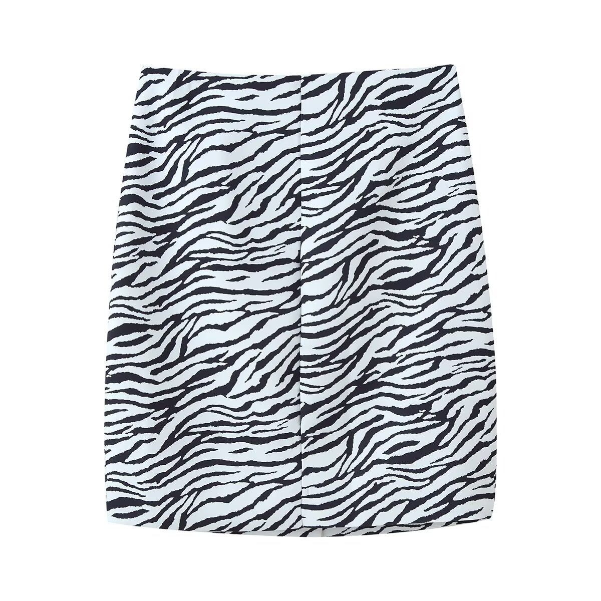 Women's Zebra Pattern Twill Blazer and Skirt Two-Piece Set