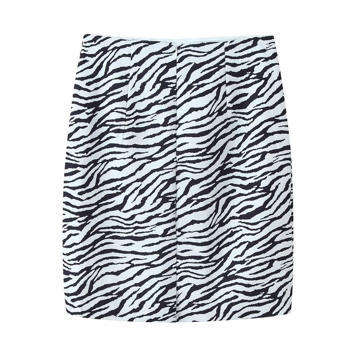 Women's Zebra Pattern Twill Blazer and Skirt Two-Piece Set