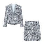 Women's Zebra Pattern Twill Blazer and Skirt Two-Piece Set