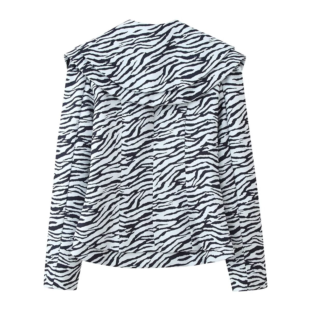 Women's Zebra Pattern Twill Blazer and Skirt Two-Piece Set