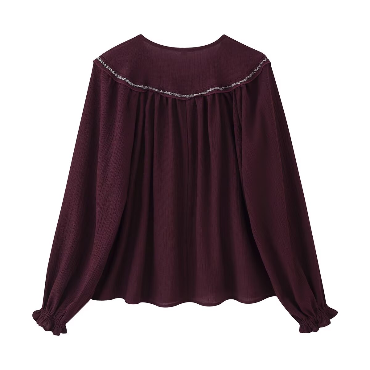 Women's Long Sleeve Casual Beaded Embroidered Shirt
