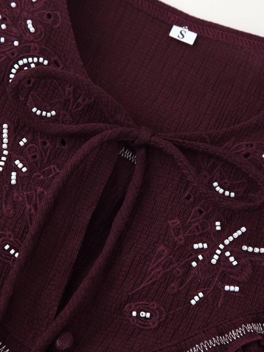 Women's Long Sleeve Casual Beaded Embroidered Shirt