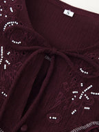 Women's Long Sleeve Casual Beaded Embroidered Shirt