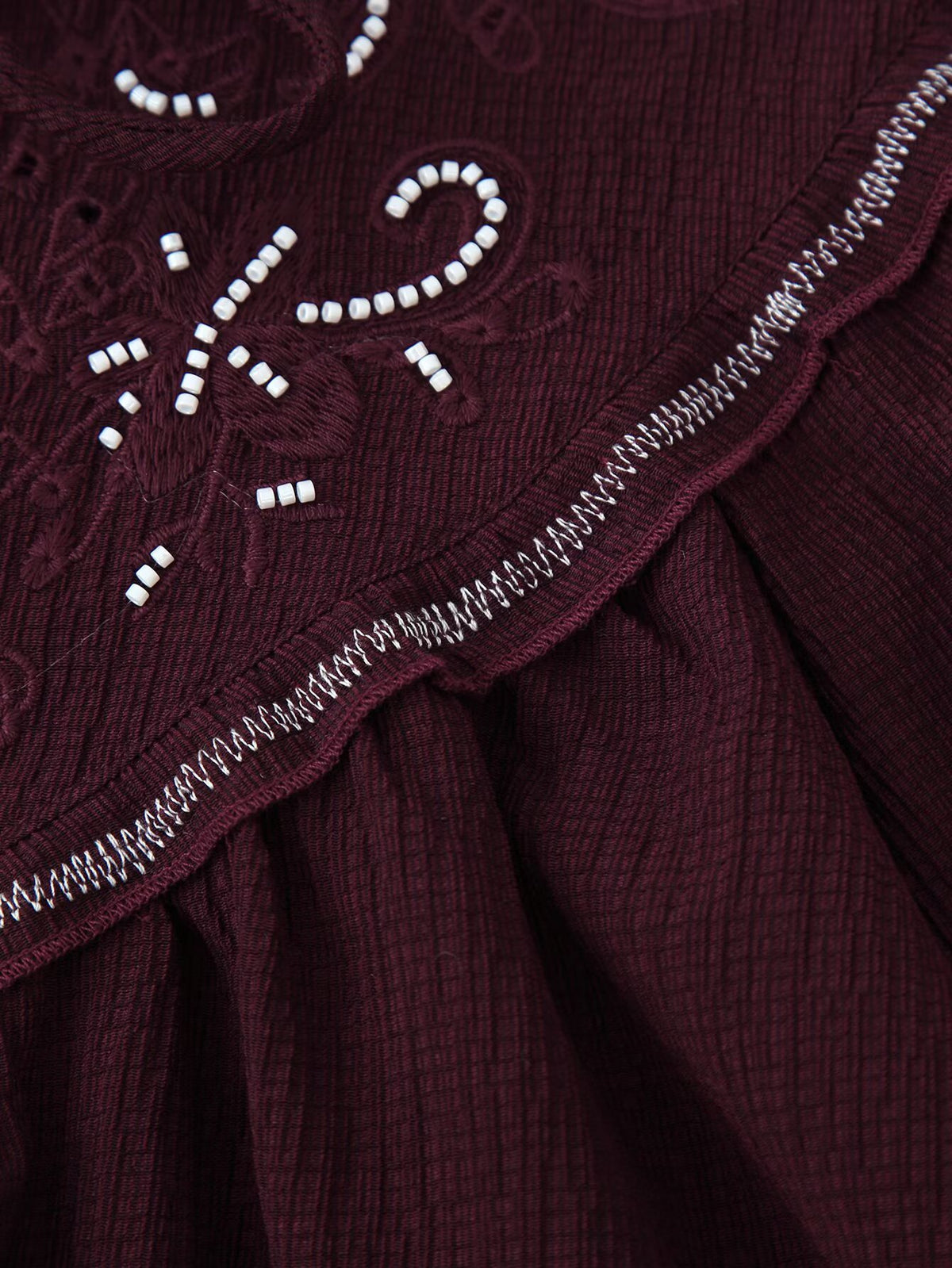 Women's Long Sleeve Casual Beaded Embroidered Shirt