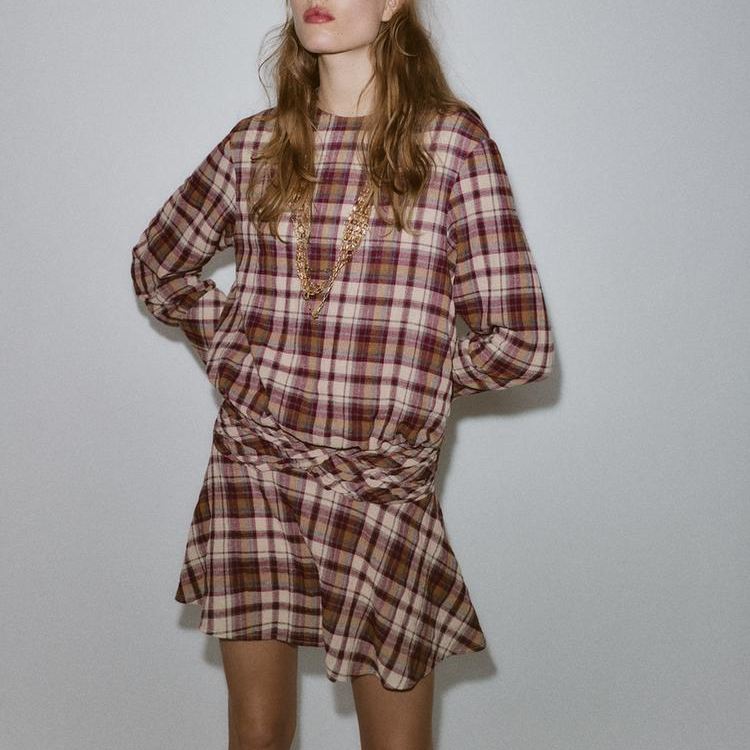 Autumn Plaid Printed Dress