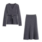 Women's Summer Knitted Belt Overskirt Coordinated Two-Piece Set