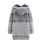 Women's Saw Wear Stylish Simple Hooded Horn Button Knitted Jacket