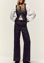 Women's Autumn Women Clothing Casual Denim Vest Belt Pants