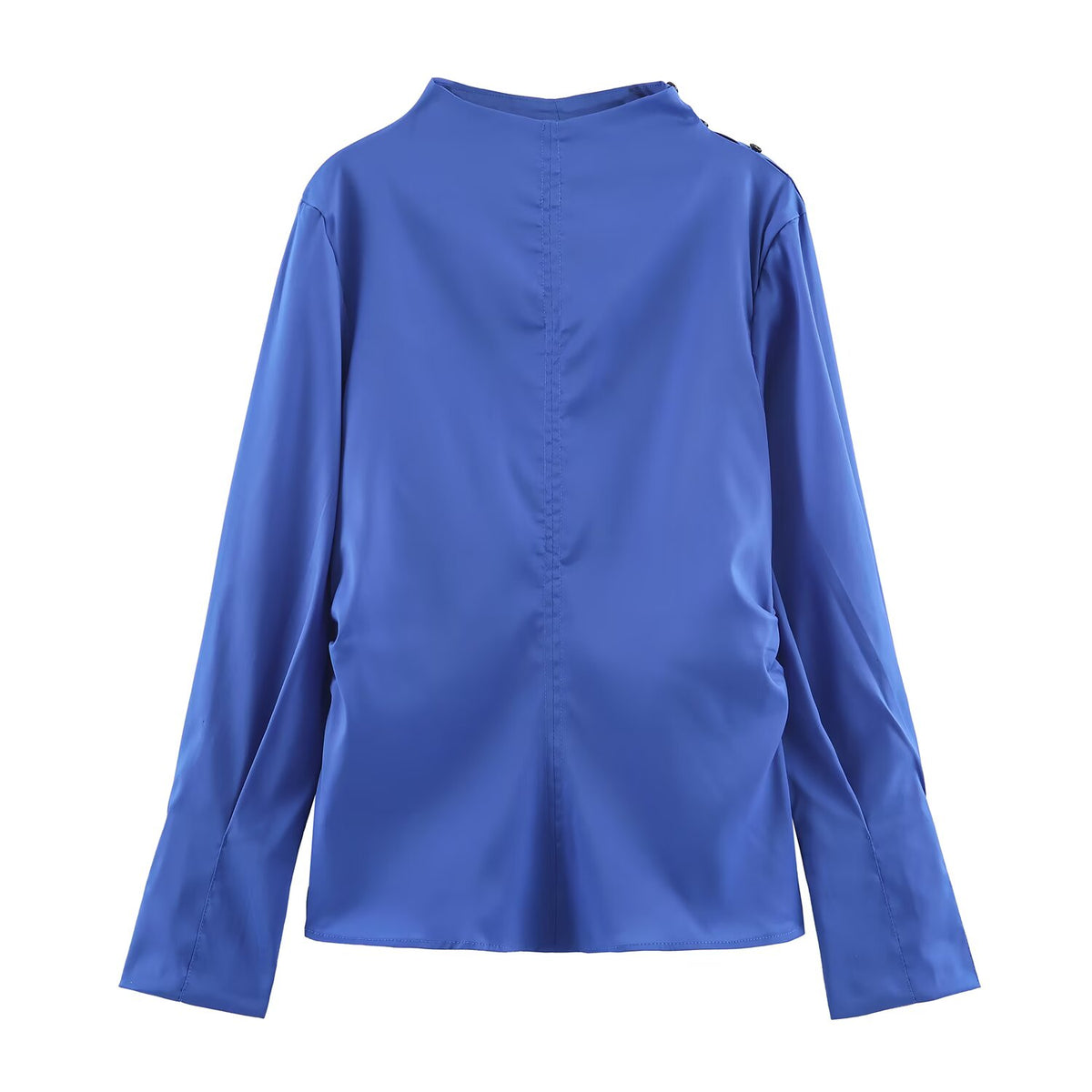 Women's Clothing Fall Retro Blue Pullover Pleated Shirt