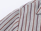 Women's Collared Long Sleeve Double Breasted Striped Bow Shirt Top