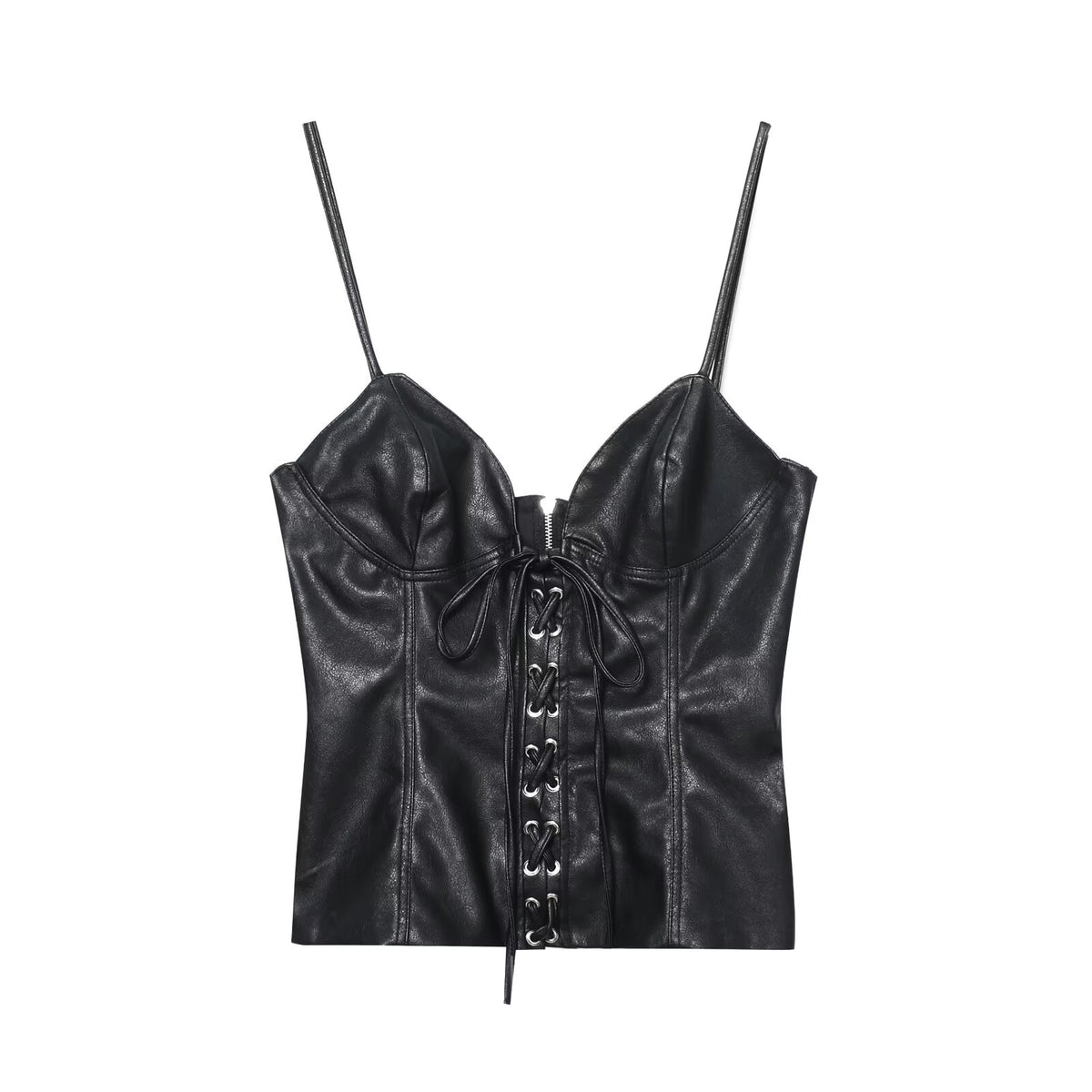 Best Casual Faux Leather Bow Suspenders Top