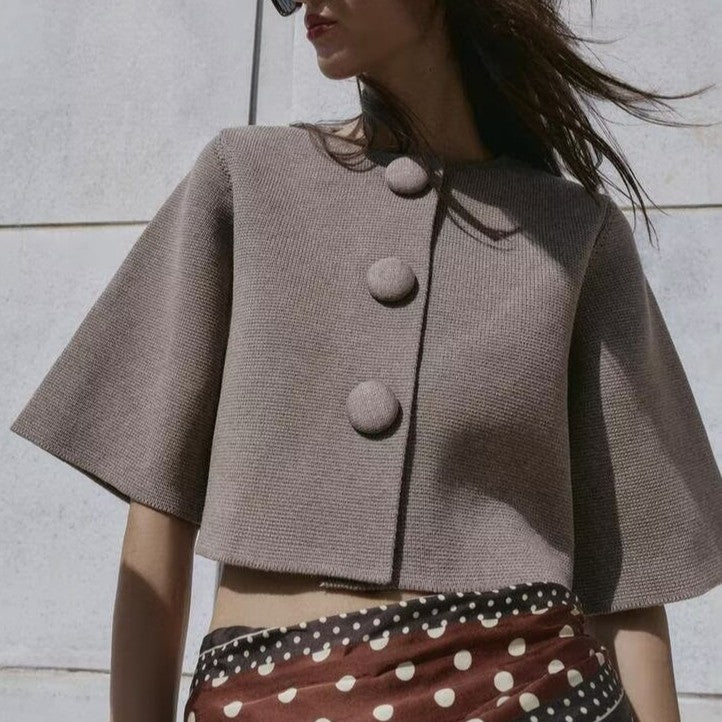 Women's Autumn Cloth Wrapper Button Knitted Coat