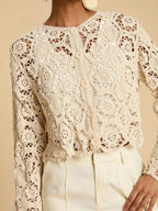 Women’s Ivory Crochet Openwork Cardigan