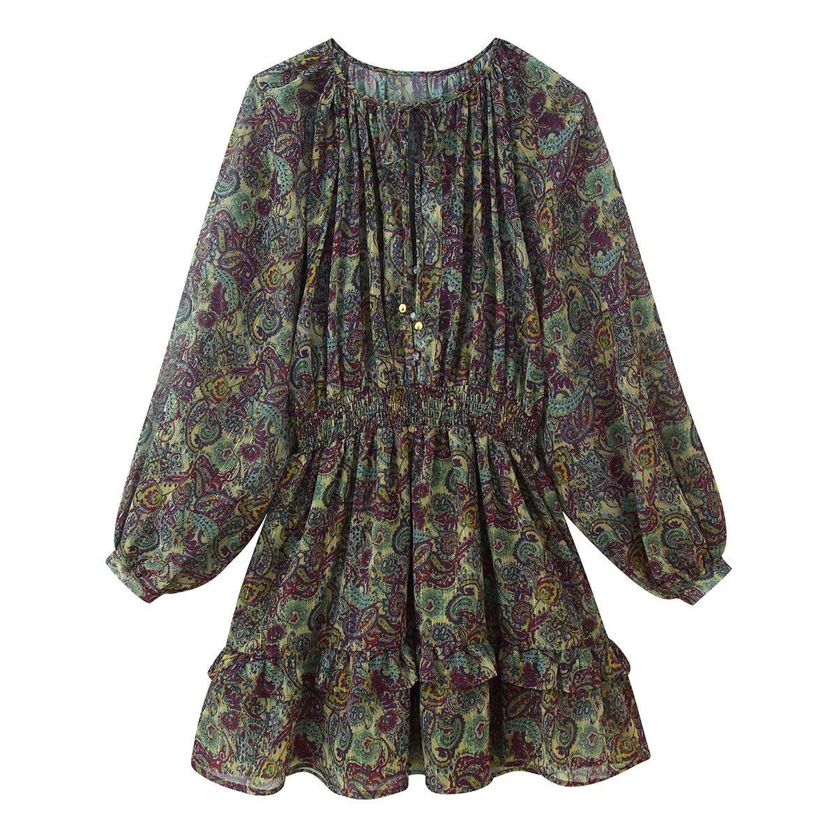 Women's Autumn Metal Color Line Dress