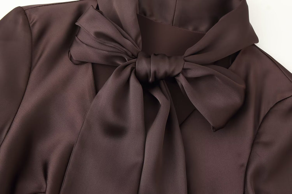 Women's Autumn Women Coat Silk Satin Texture Scarf Dress