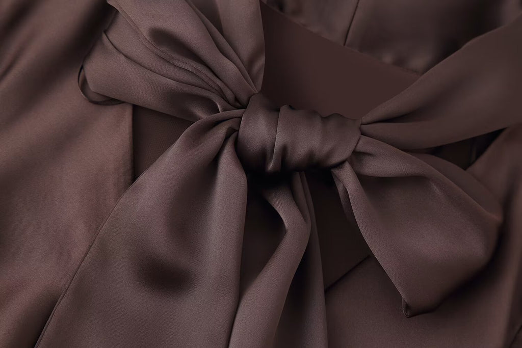 Women's Autumn Women Coat Silk Satin Texture Scarf Dress