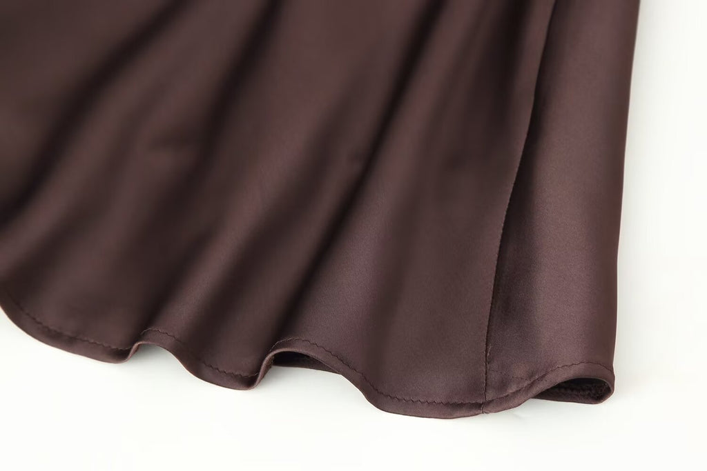 Women's Autumn Women Coat Silk Satin Texture Scarf Dress