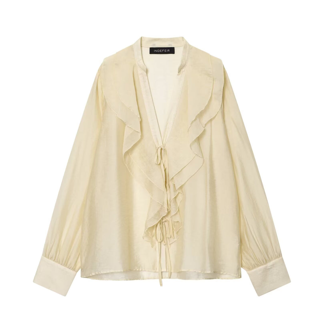 Women's Womenclothing Laminated Decoration Bow Shirt