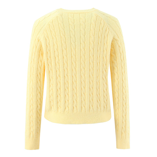 Retro Old Money round Neck Twisted Twist Cardigan Sweater Women Autumn Winter Simple Graceful Single Breasted Sweater
