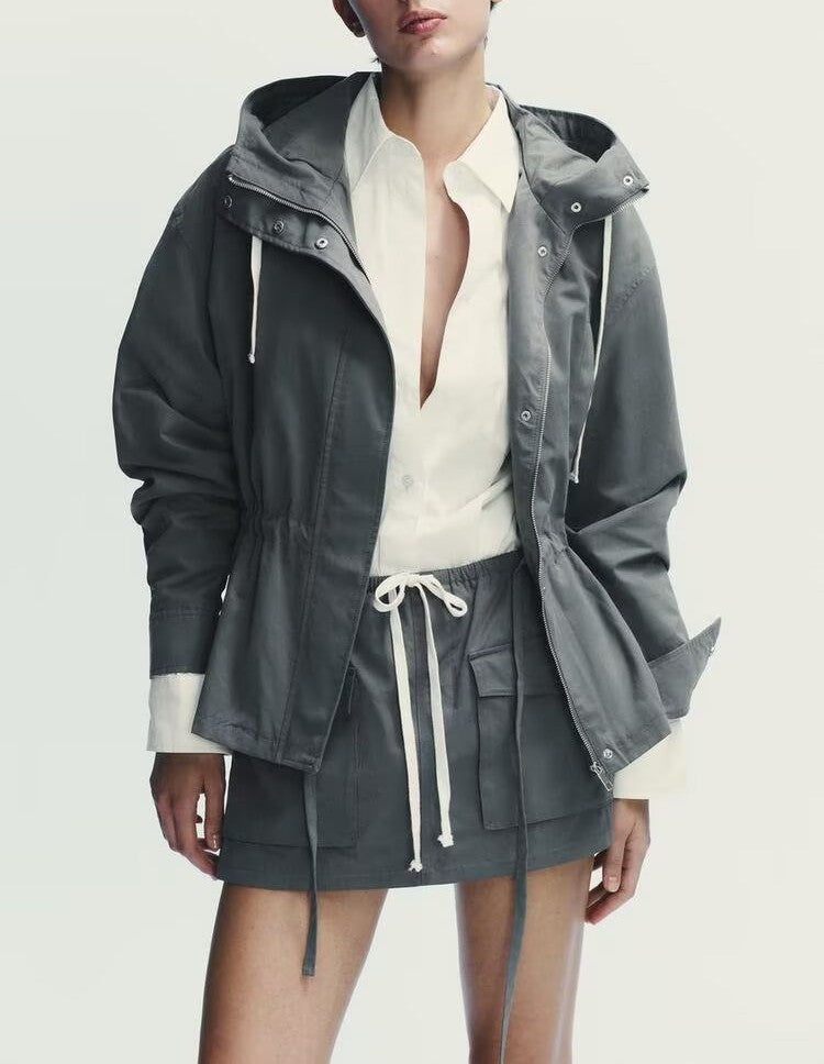 Women's Casual Hooded Tooling Coordinated Two-Piece Set