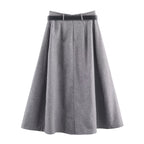 Women's Autumn Herringbone Pattern Belt Blazer and Skirt Two-Piece Set