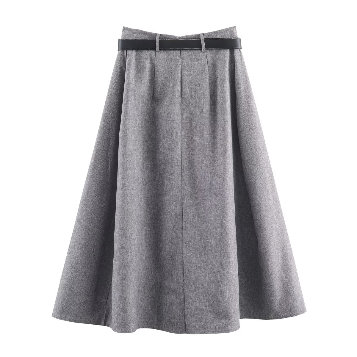 Women's Autumn Herringbone Pattern Belt Blazer and Skirt Two-Piece Set
