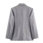 Women's Autumn Herringbone Pattern Belt Blazer and Skirt Two-Piece Set