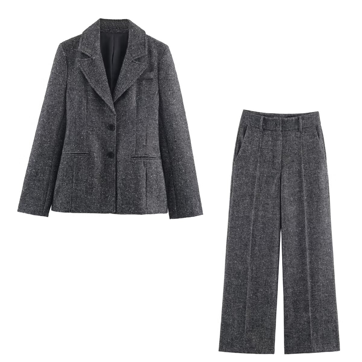 Women Clothing Autumn Winter Elegant Blazer Pant Sets