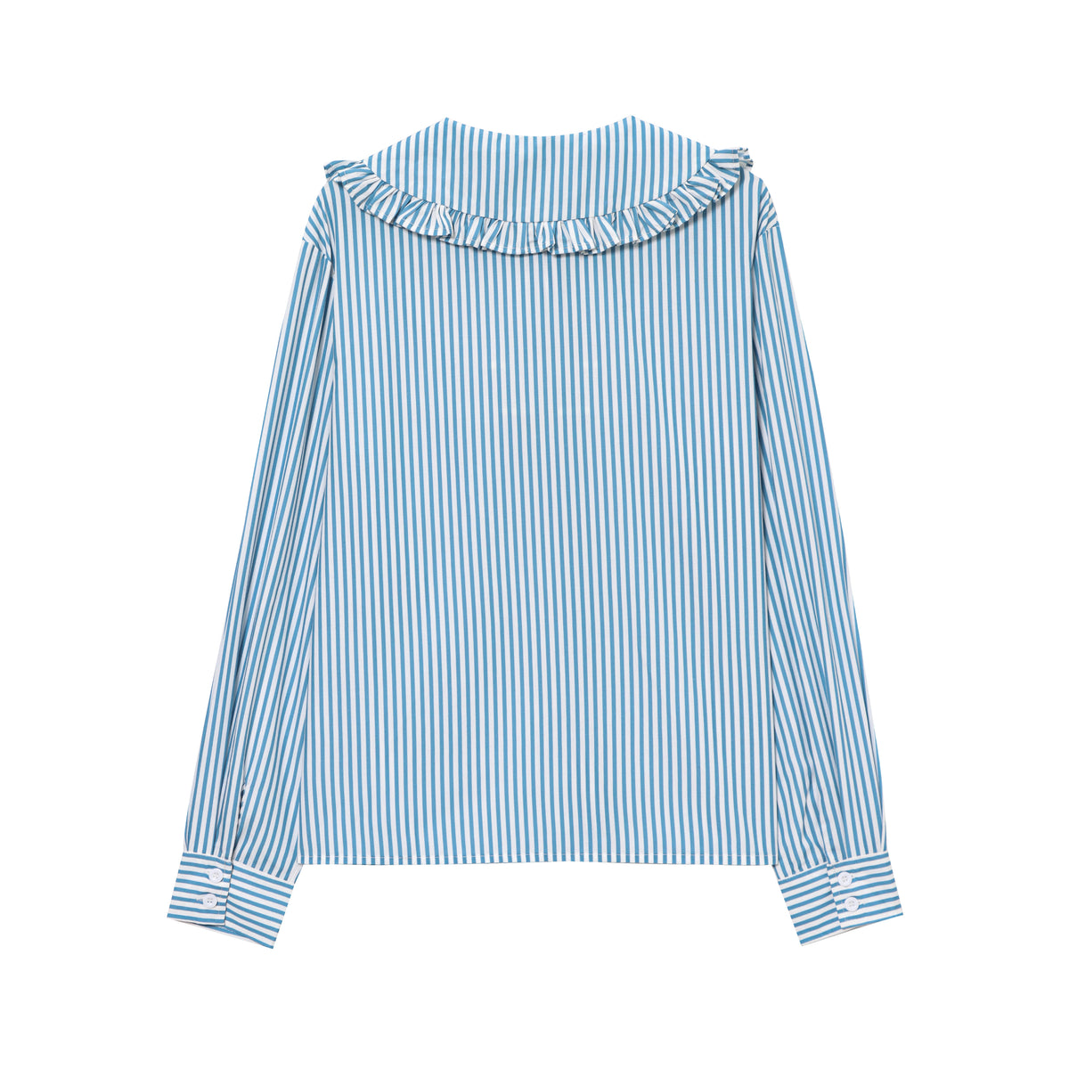 Women's Wooden Ear Striped Shirt Doll Collar Elegant