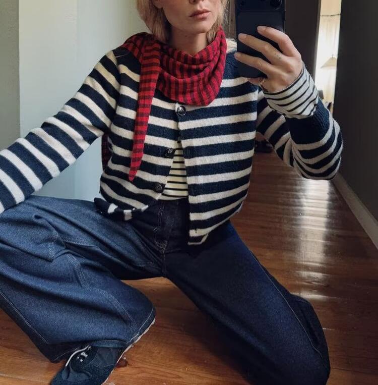 Women's Striped Knitted Coat
