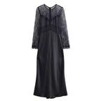 Women's Crew-Neck Lace Patchwork Long-Sleeve Dress