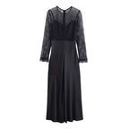 Women's Crew-Neck Lace Patchwork Long-Sleeve Dress