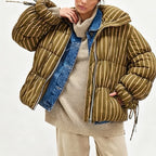 Women's Clothing Striped Loose Comfort Fluffy Cotton Padded Coat