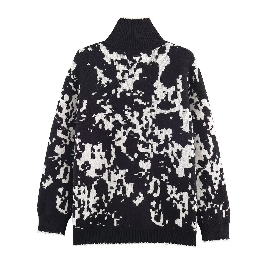 Women's Design Sweater Autumn Winter Loose High Collar Knitted Coat