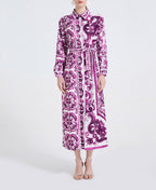 Women's 's Retro Baroque Print Shirt Dress