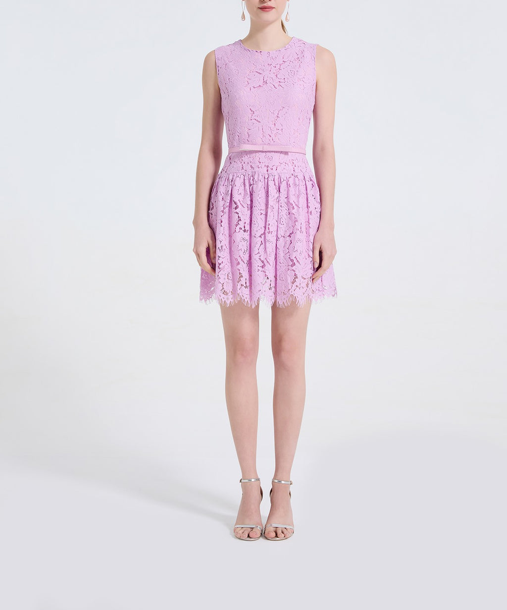 Lace Sleeveless A-Line Mini Dress