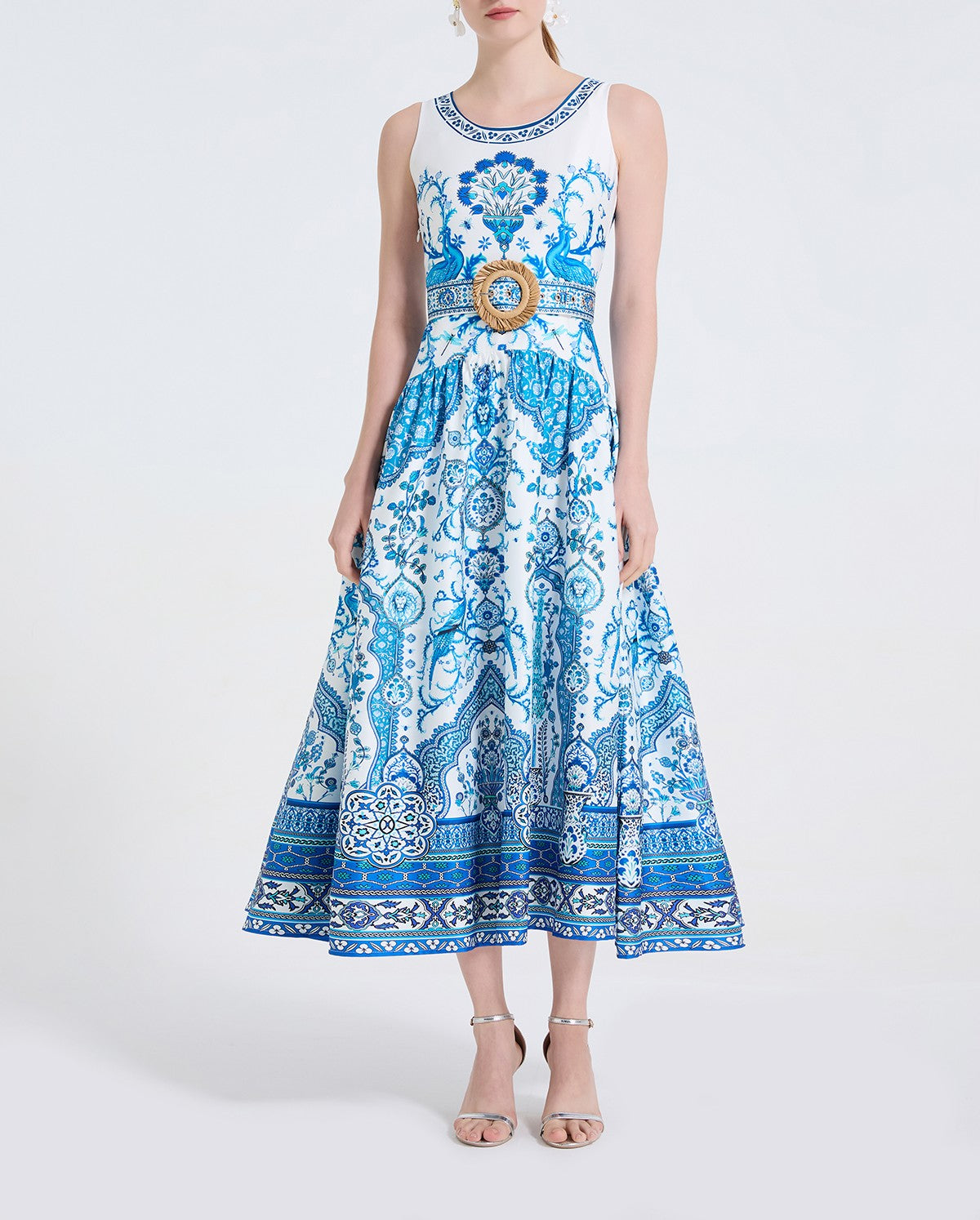 Women's 's Peacock Print Maxi Dress