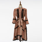 Women's Retro And With Lace Trim And Tie On Waistband Dress