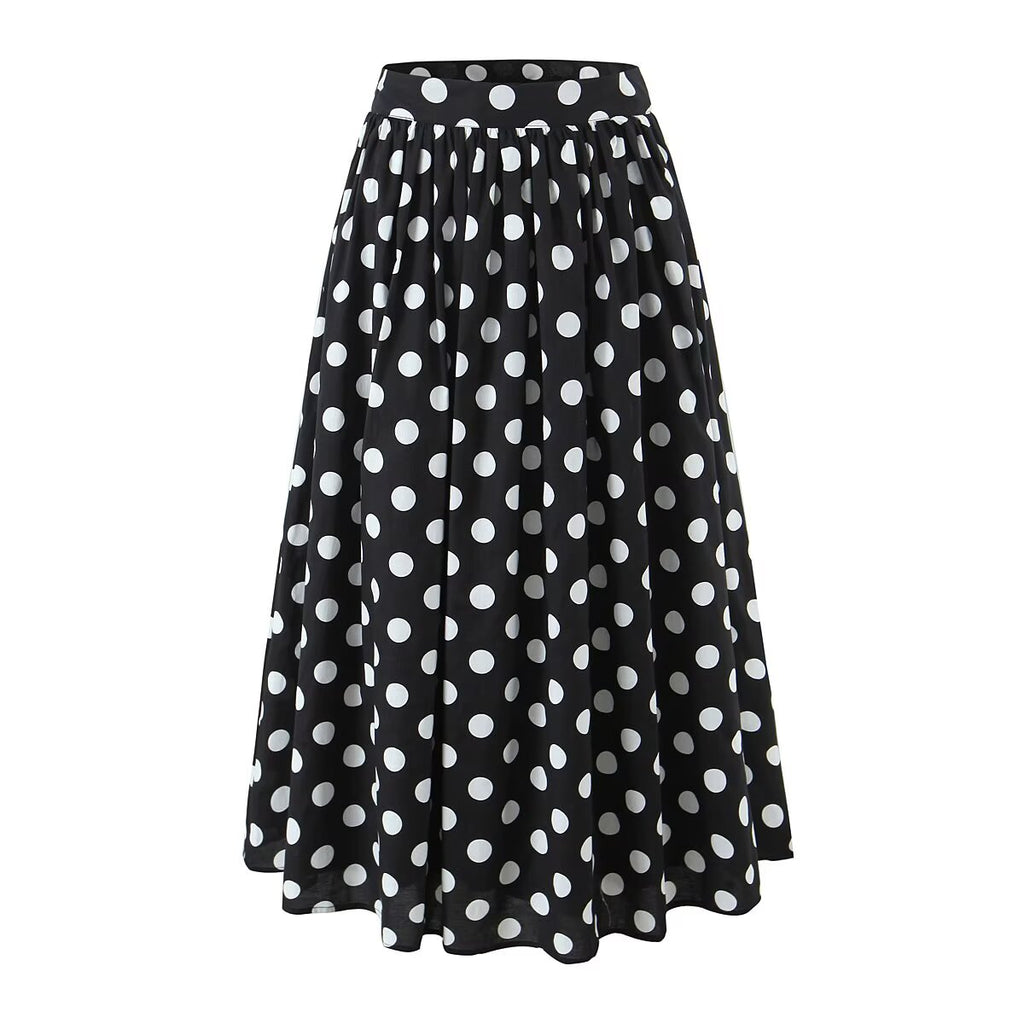 Women's Polka-Dot Ruched Smocked Midi Skirt Set