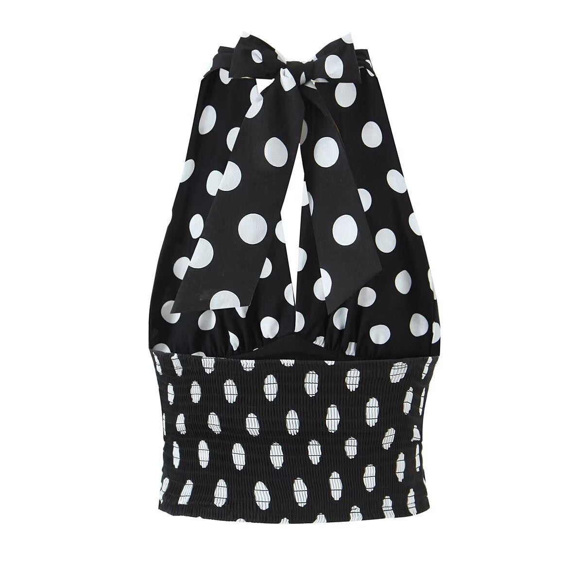 Women's Polka-Dot Ruched Smocked Midi Skirt Set