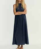 Casual Halter Collar Denim Dress