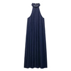 Casual Halter Collar Denim Dress