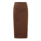 Autumn Suede Mid Length Split Skirt