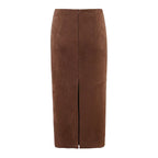 Autumn Suede Mid Length Split Skirt