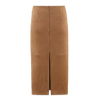 Autumn Suede Mid Length Split Skirt