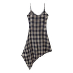 Asymmetric Plaid Dress