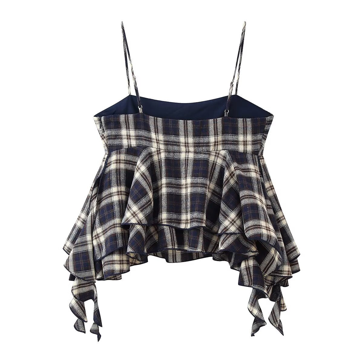 Women's Plaid Ruffle-Trim Camisole Top