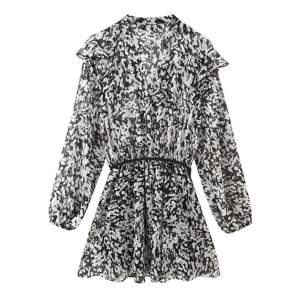 Belted Western Print Mini Dress